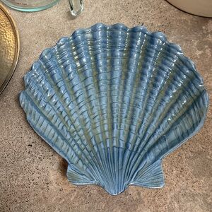 Mariposa Blue/Green Sea Scallop Shell Platter Plate